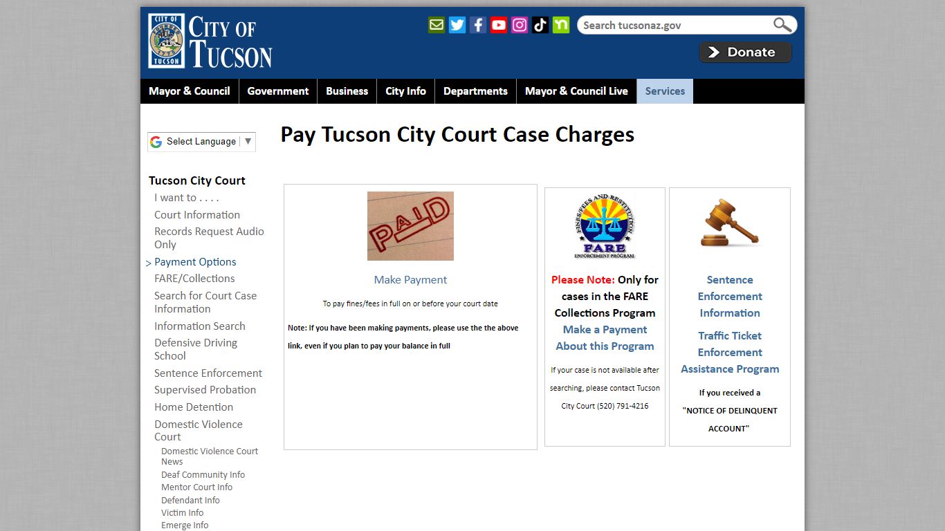 Pay Tucson City Court Case Charges
