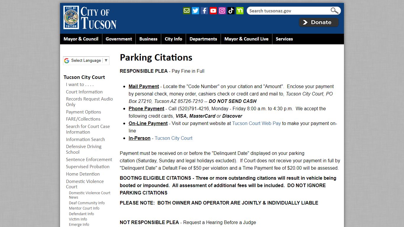 Parking Citations | Official website of the City of Tucson